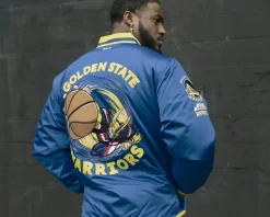 My Hero Academia x Hyperfly x NBA - All Might Golden State Warriors Satin Jacket