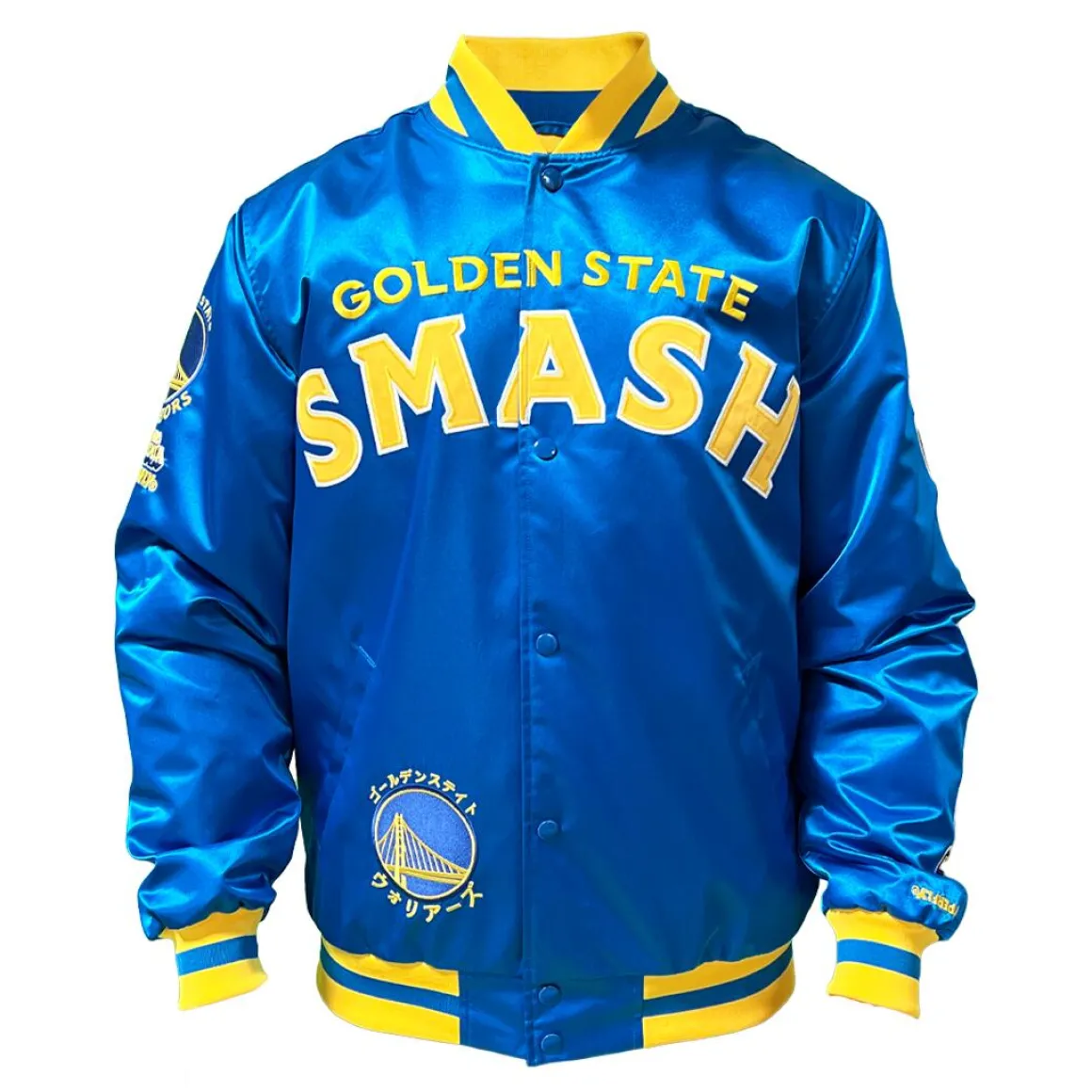 My Hero Academia x Hyperfly x NBA - All Might Golden State Warriors Satin Jacket