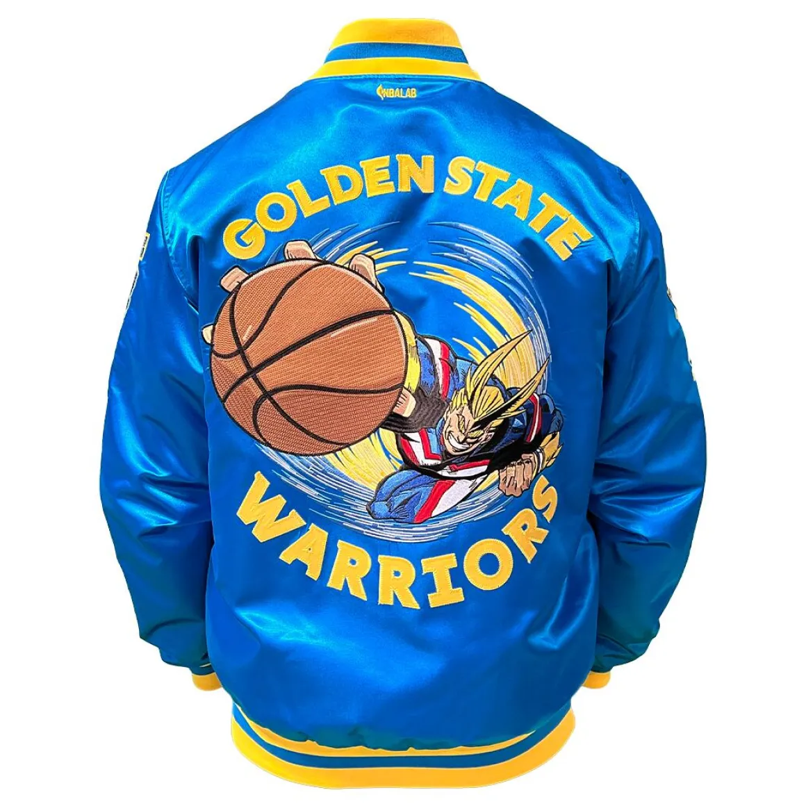 My Hero Academia x Hyperfly x NBA - All Might Golden State Warriors Satin Jacket