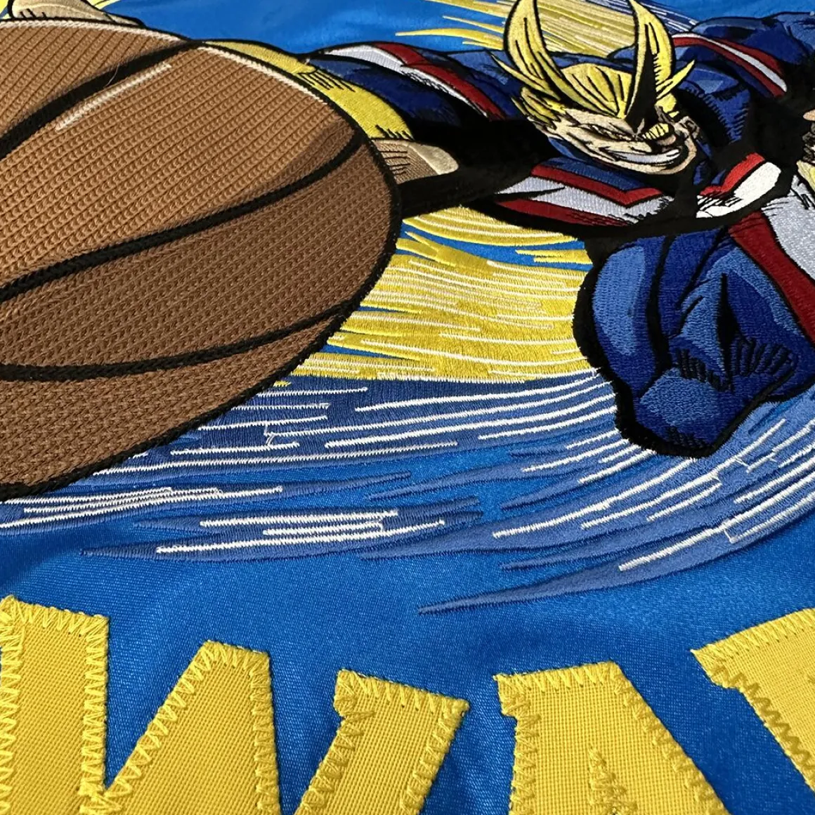 My Hero Academia x Hyperfly x NBA - All Might Golden State Warriors Satin Jacket