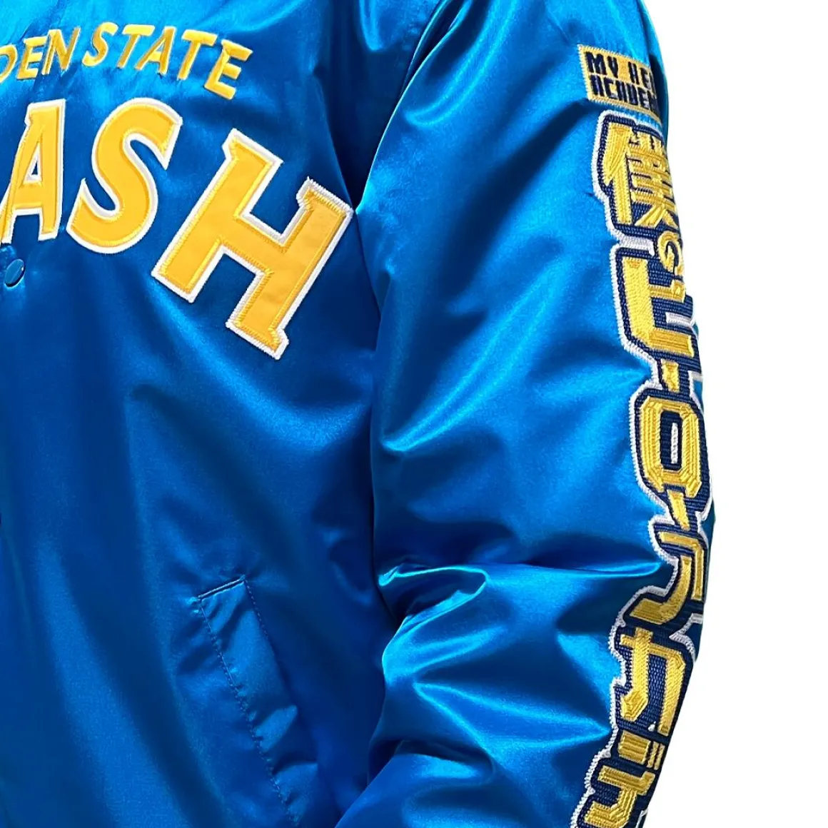 My Hero Academia x Hyperfly x NBA - All Might Golden State Warriors Satin Jacket