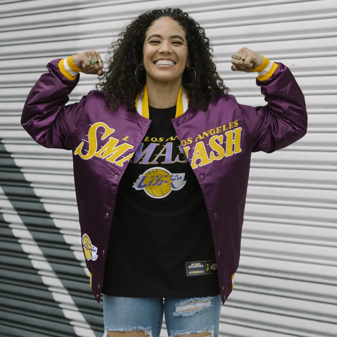 My Hero Academia x Hyperfly x NBA - All Might Los Angeles Satin Jacket