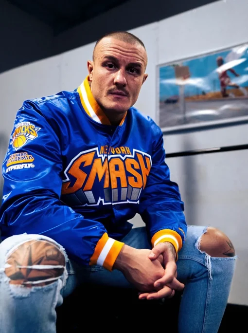 My Hero Academia x Hyperfly x NBA - All Might New York Knicks Satin Jacket