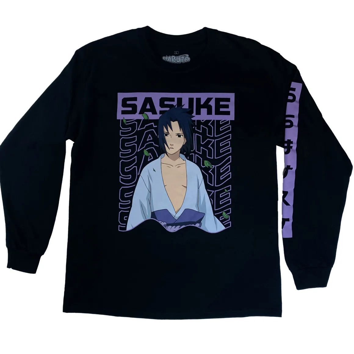 Naruto Shippuden - Sasuke Wavy Kanji Long Sleeve Shirt - Crunchyroll Exclusive