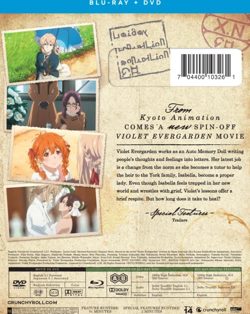 Violet Evergarden I: Eternity and the Auto Memory Doll - Movie - Blu-ray + DVD